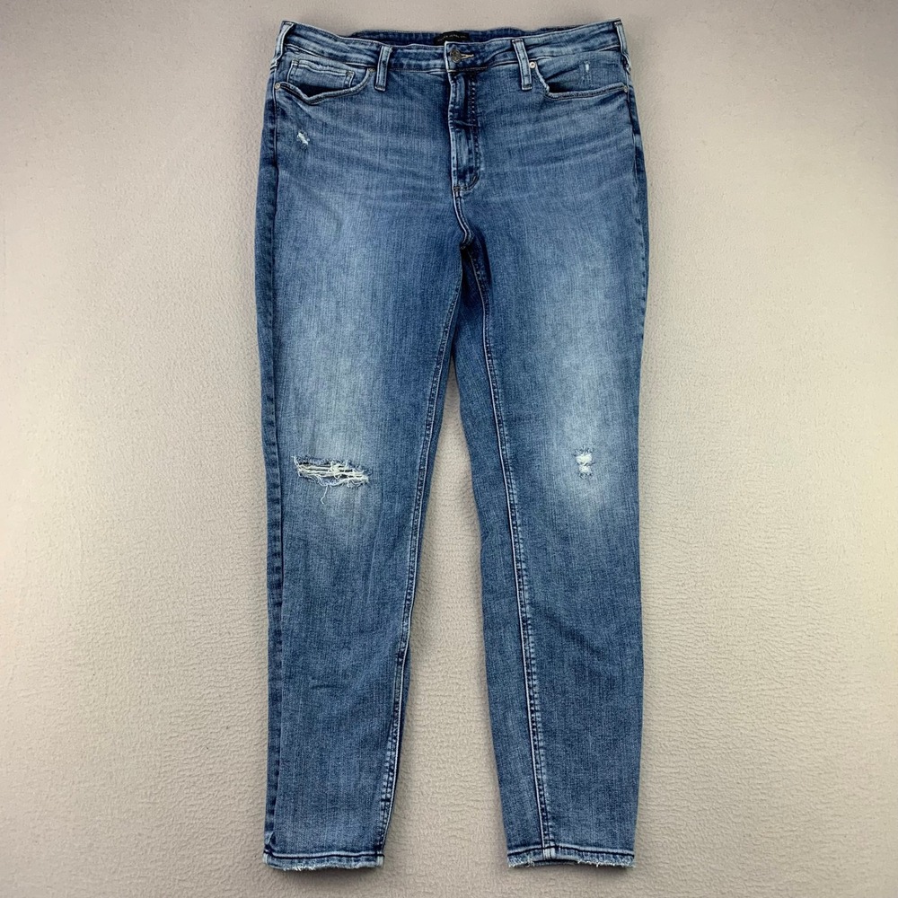 Silver Jeans High Note Skinny Jeans Women 18 Blue Distressed High Rise